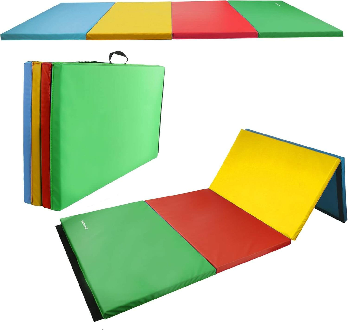 Fitvids Tumbling Mats Multi-Color Folding Exercise Gymnastics Mat, 4'x8'x2"