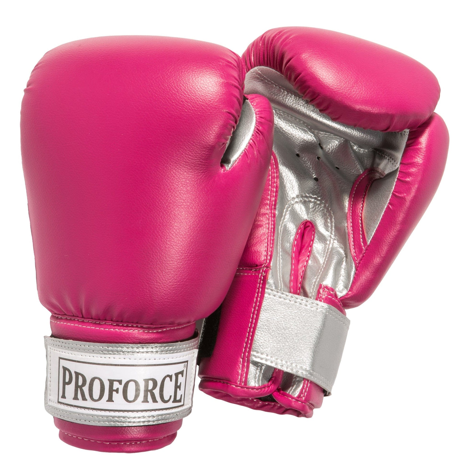 ProForce sporting goods 10 oz ProForce Leatherette Boxing Glove -Fuchsia with Silver Palm