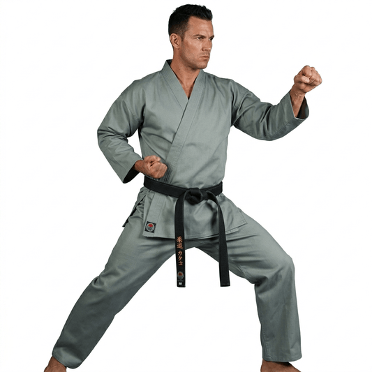 ProForce sporting goods 2 ch-large ProForce Classic Karate Uniform Elastic Drawstring 5 oz. 60-40 Blend -Gray
