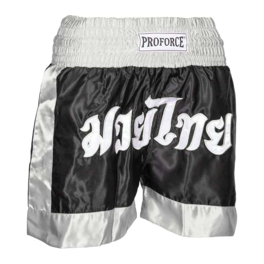 ProForce sporting goods black/gray trim / xx-small ProForce Muay Thai Shorts Kick boxing