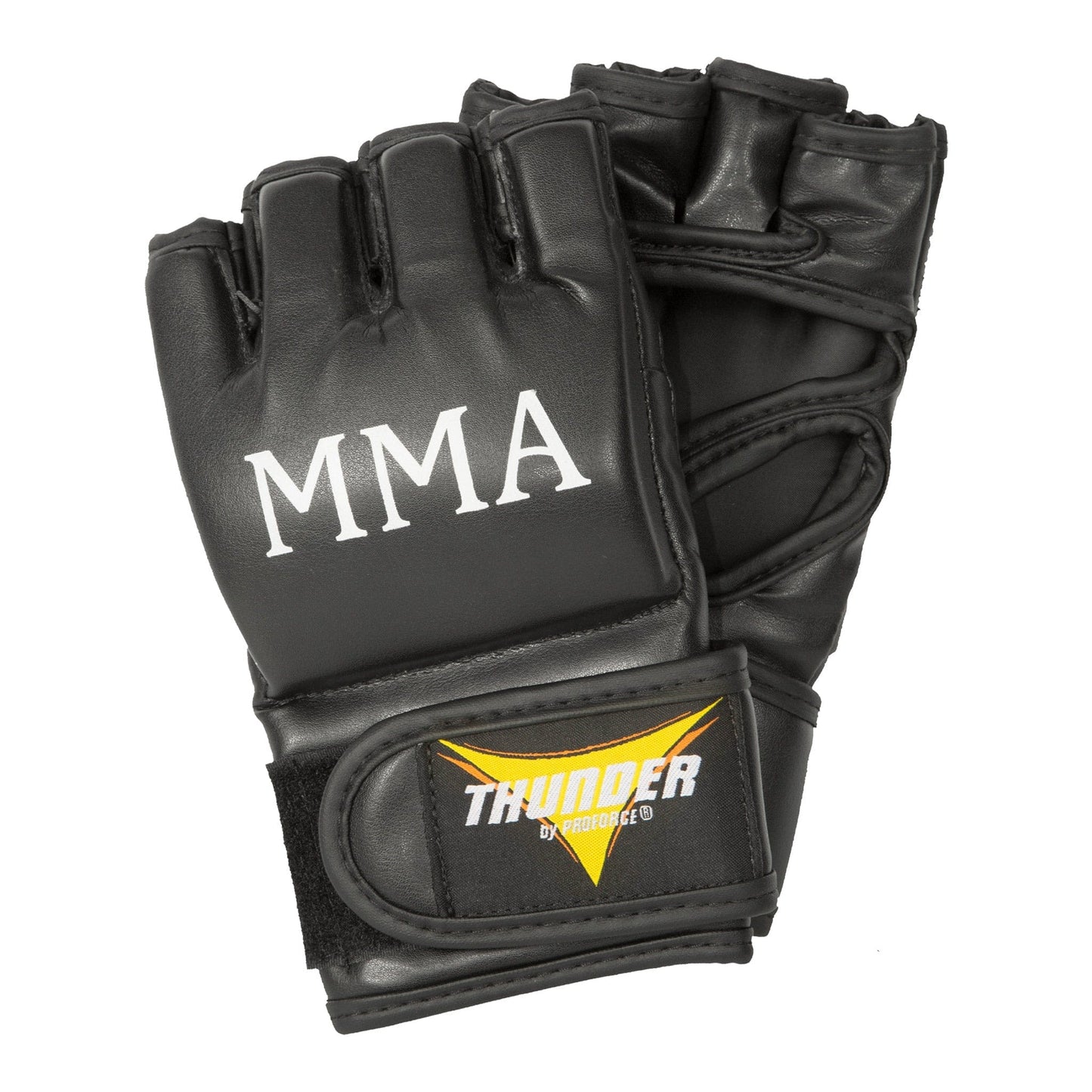 ProForce sporting goods Black Leather MMA Gloves Open Palm Fighting Gloves Black MMA