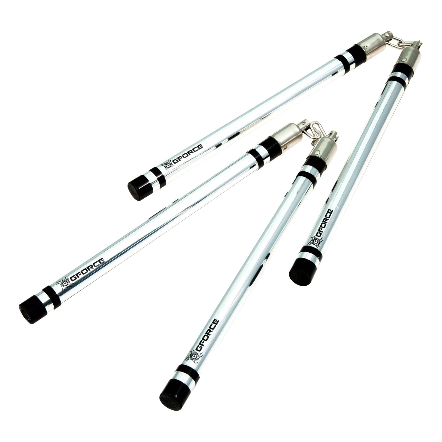 ProForce sporting goods Chrome/Black G-Force Nunchaku with chain Swivel 2 pairs