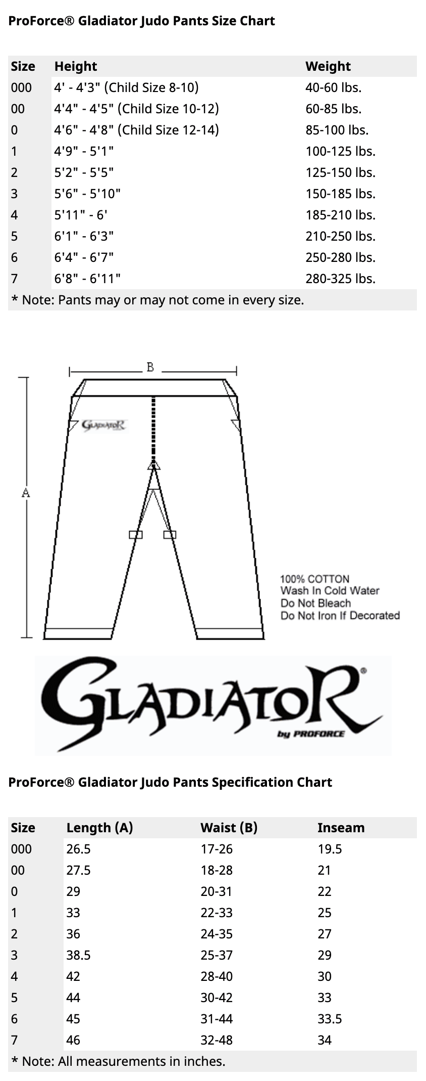 ProForce Sporting Goods ProForce Gladiator Judo Pants Separates BLACK