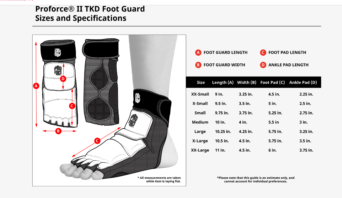 ProForce sporting goods ProForce® II TKD Foot Guard Taekwondo