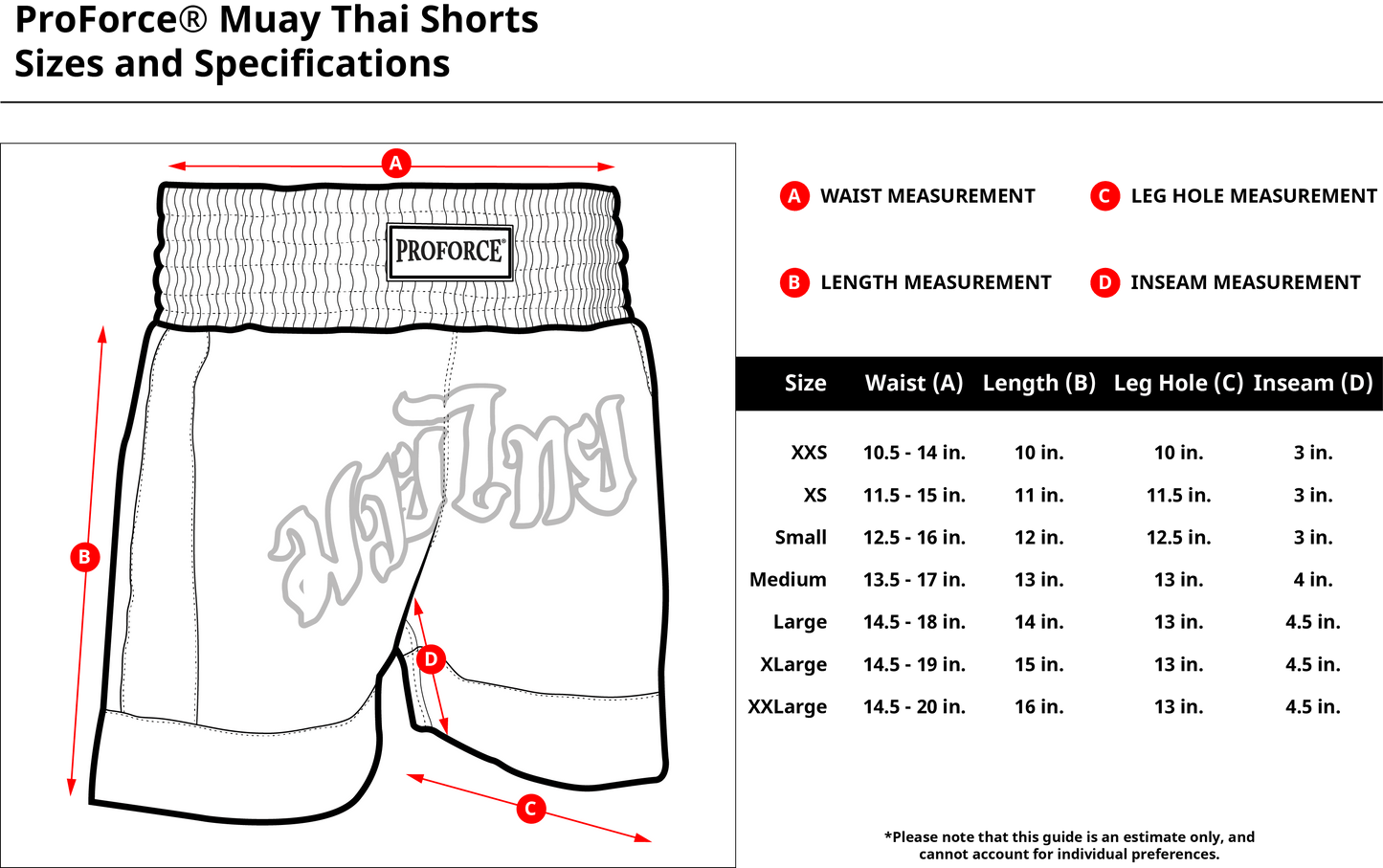 ProForce sporting goods ProForce Muay Thai Shorts Kick boxing