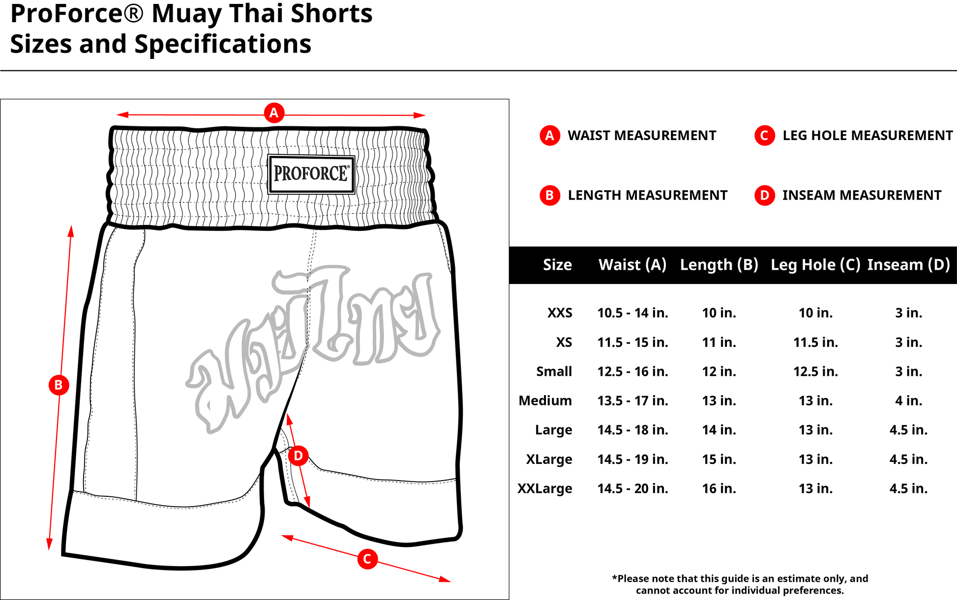 ProForce sporting goods ProForce Muay Thai Shorts Kick boxing