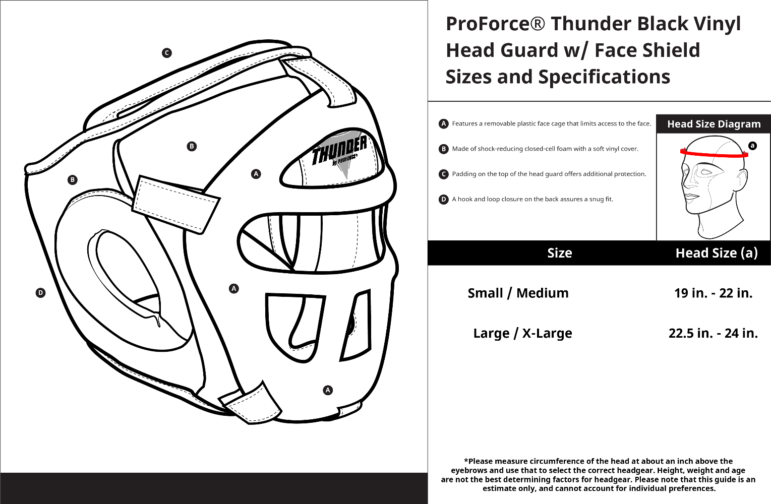 ProForce Sporting Goods ProForce Thunder Vinyl Head Guard w/ Face Shield