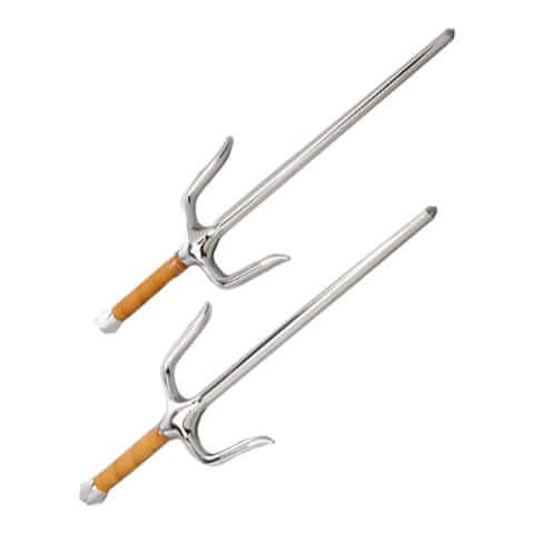 EclipseMartialArtsSupplies Sporting goods 15 inch Leather Wrap Octagon Chrome Karate Sai