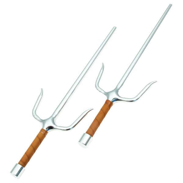 EclipseMartialArtsSupplies Sporting Goods 15 inch Leather Wrap Round Chrome karate Sai