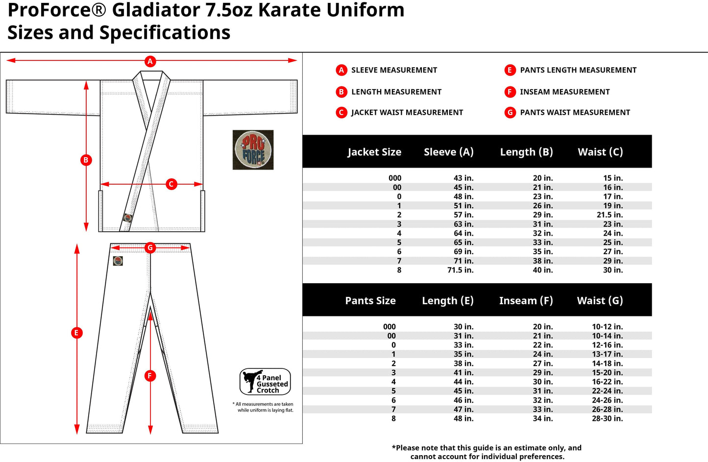 ProForce Karate Uniform ProForce Gladiator 7.5 oz TKD Uniform Solid Black