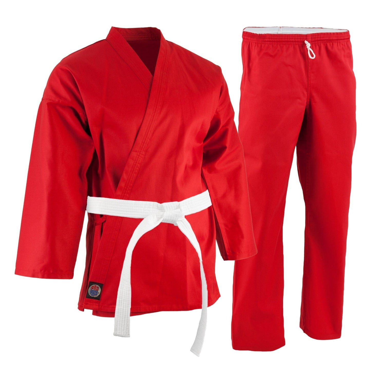 ProForce Karate Uniform Red / 000 ch xx-small ProForce 6 oz Karate Uniform Elastic Drawstring Pants poly cotton blend White
