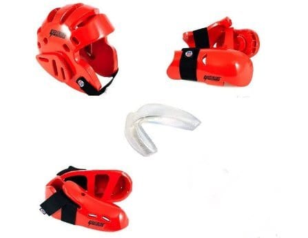 ProForce Sparring Gear ch xs/12-13 / Small ProForce Lighting 5 Piece Sparring Gear Combo Set RED with FREE mouth piece