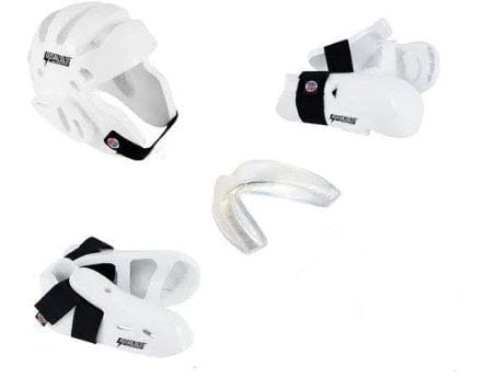 ProForce Sparring Gear ch xs/12-13 / Small ProForce Lighting 5 Piece Sparring Gear Combo Set WHITE with Free mouth piece