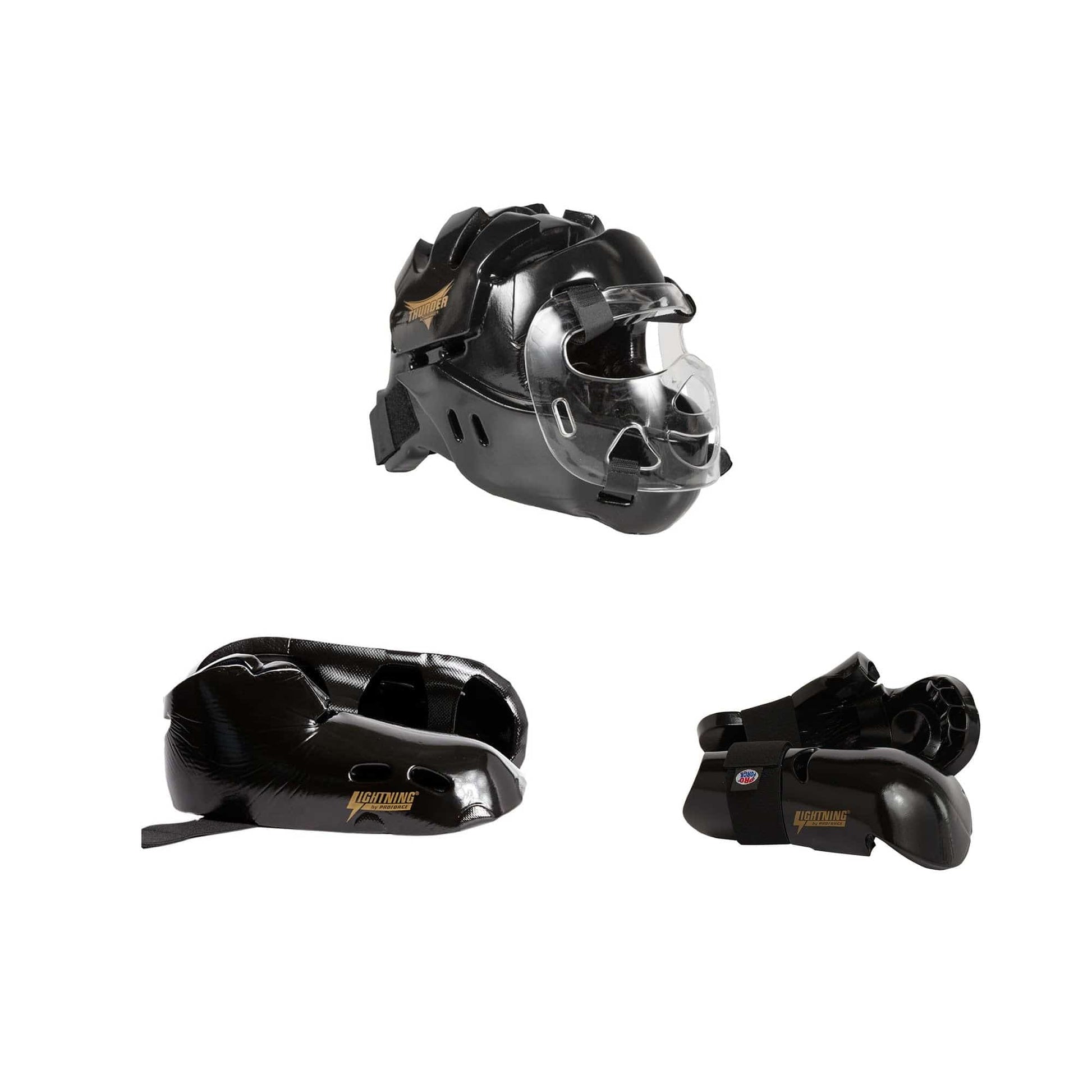 ProForce sporting goods ch xs/12-13 / Small ProForce 5 Piece Sparring Gear Combo Set BLACK with Full head face mask