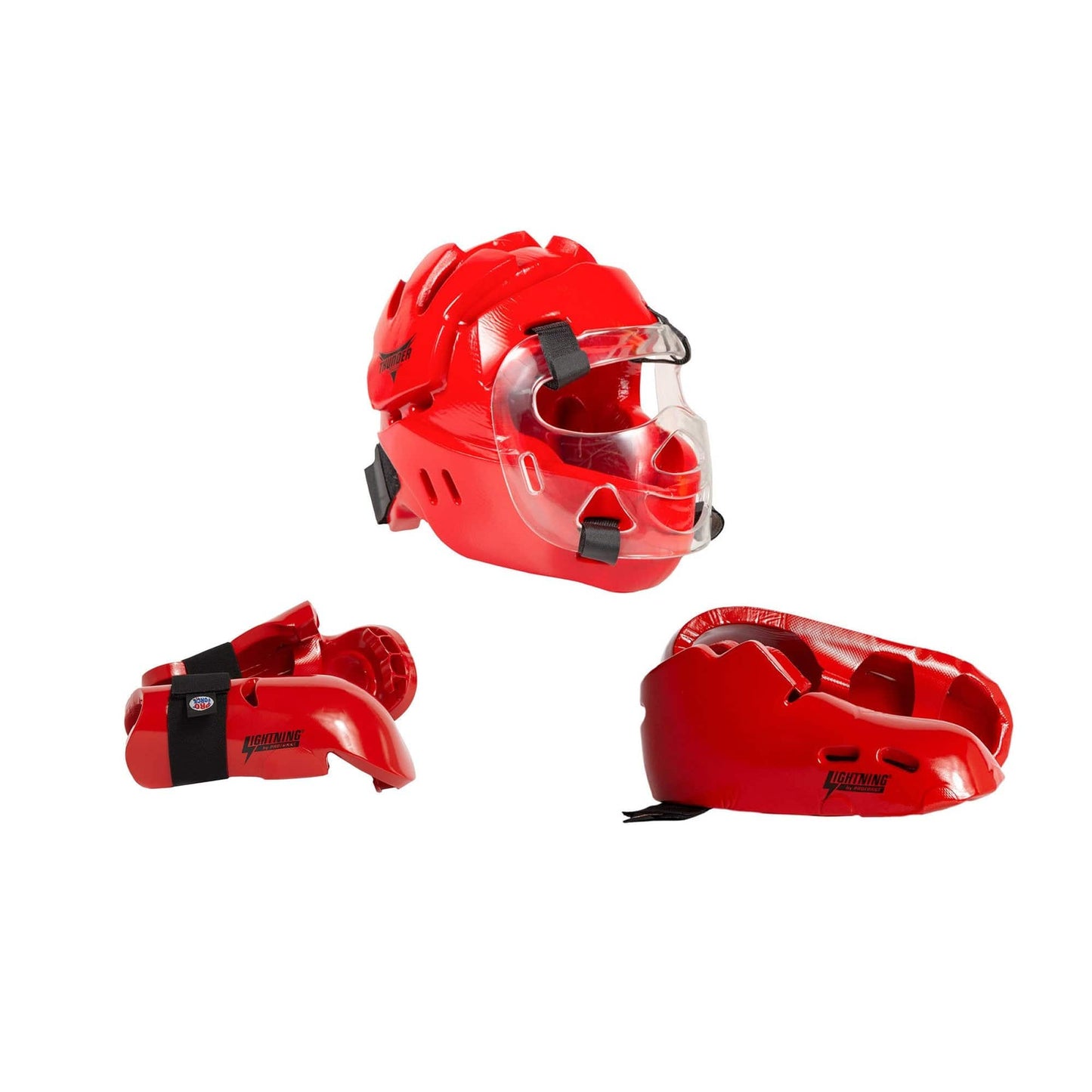 ProForce sporting goods ch xs/12-13 / Small ProForce 5 Piece Sparring Gear Combo Set RED with Full head face mask