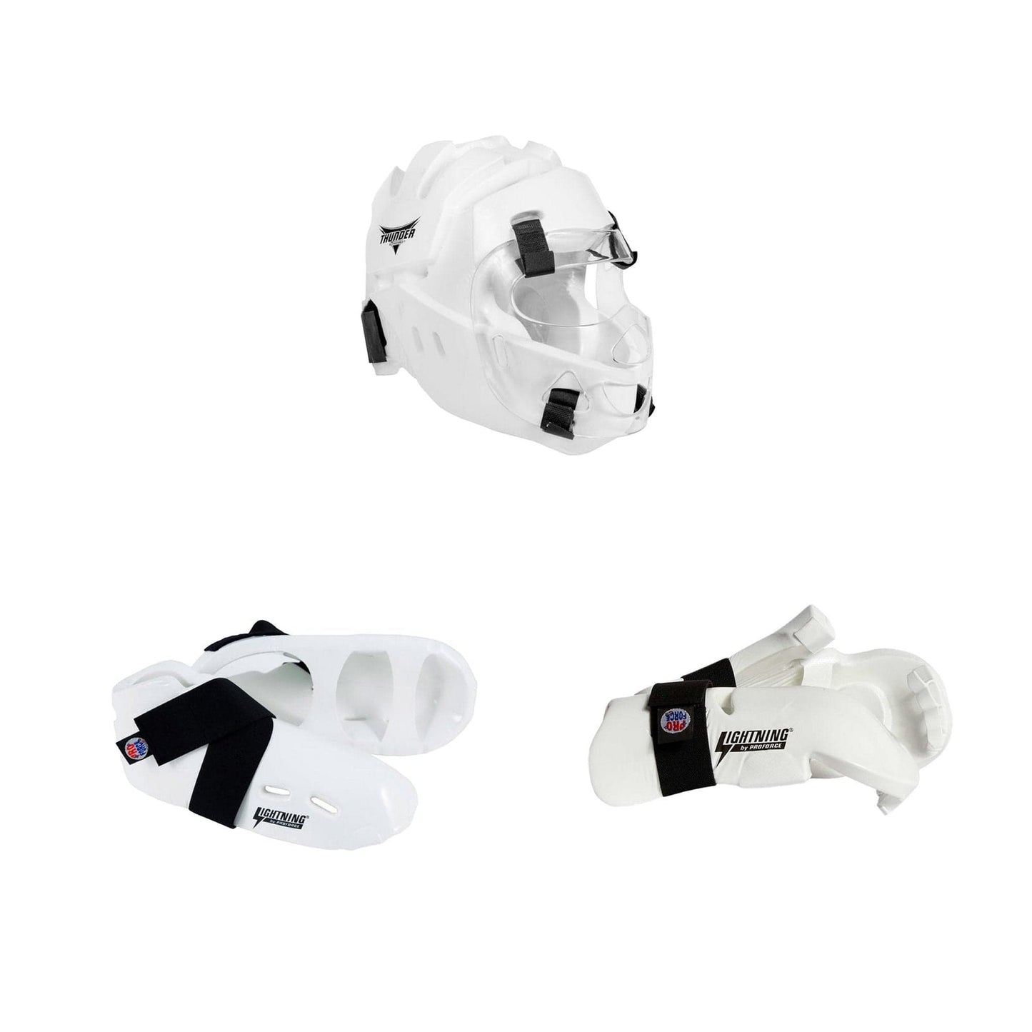 ProForce sporting goods ch xs/12-13 / Small ProForce 5 Piece Sparring Gear Combo Set White Full head face mask