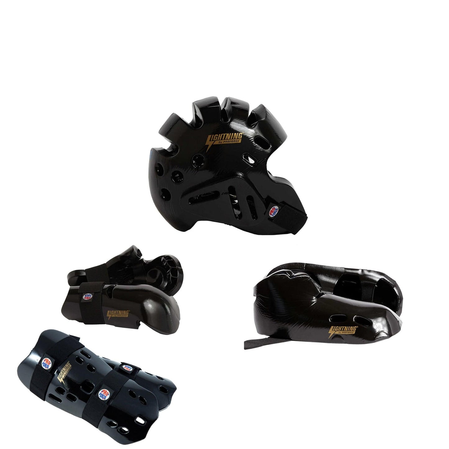 ProForce Sporting Goods ch xs/12-13 / Small ProForce Lighting 7 Piece Sparring Gear Combo Set BLACK
