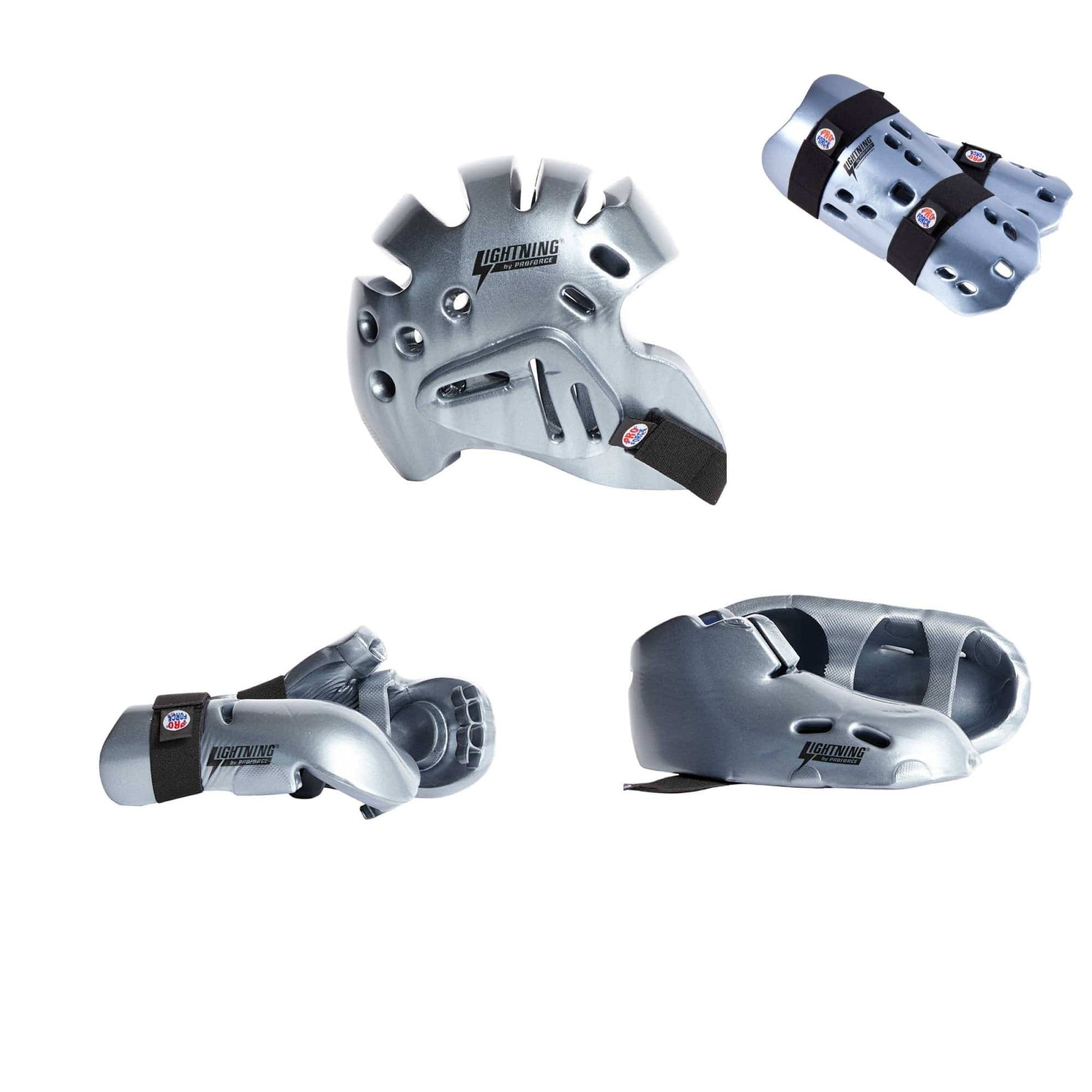 ProForce sporting goods ch xs/12-13 / Small ProForce Lighting 7 Piece Sparring Gear Combo Set SILVER