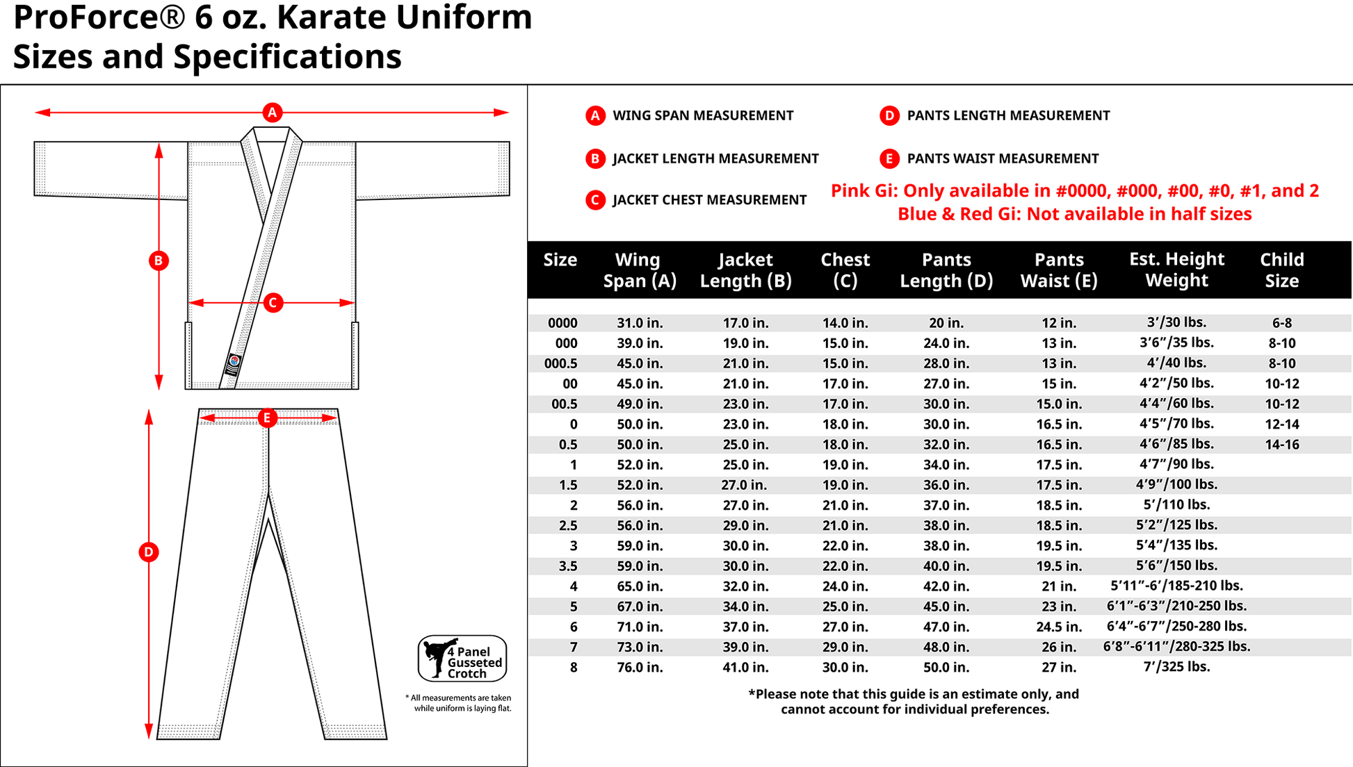 ProForce sporting goods ProForce 5 oz Karate Uniform Elastic Drawstring Pants- 60/40 Blend
