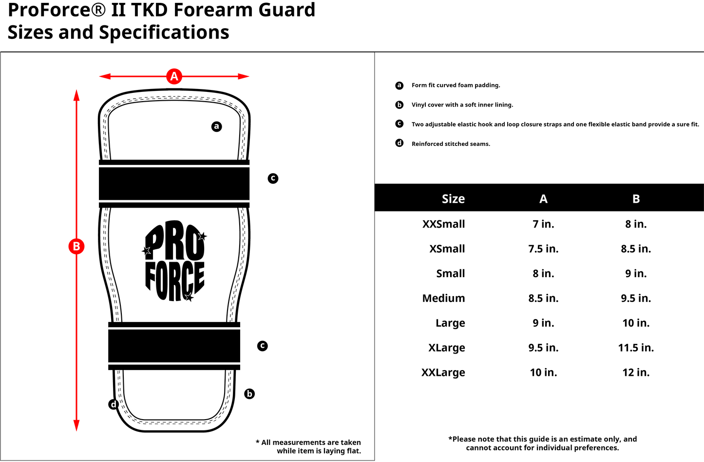 ProForce sporting goods ProForce II TKD Forearm Guard taekwondo sparring