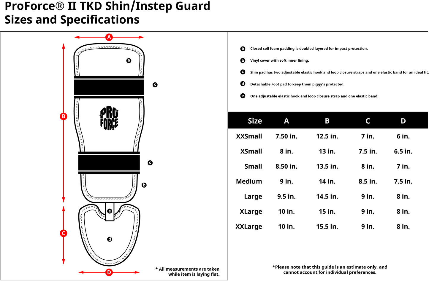 ProForce sporting goods ProForce II TKD Shin/Instep Guard taekwondo sparring