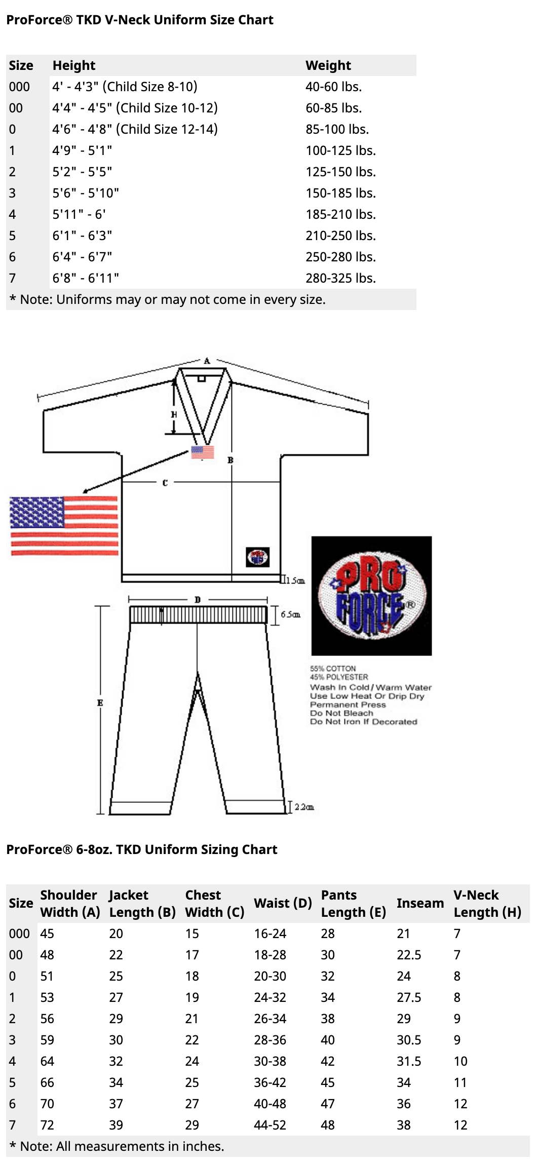 ProForce taekwondo uniform ProForce 6 ounce TKD uniform